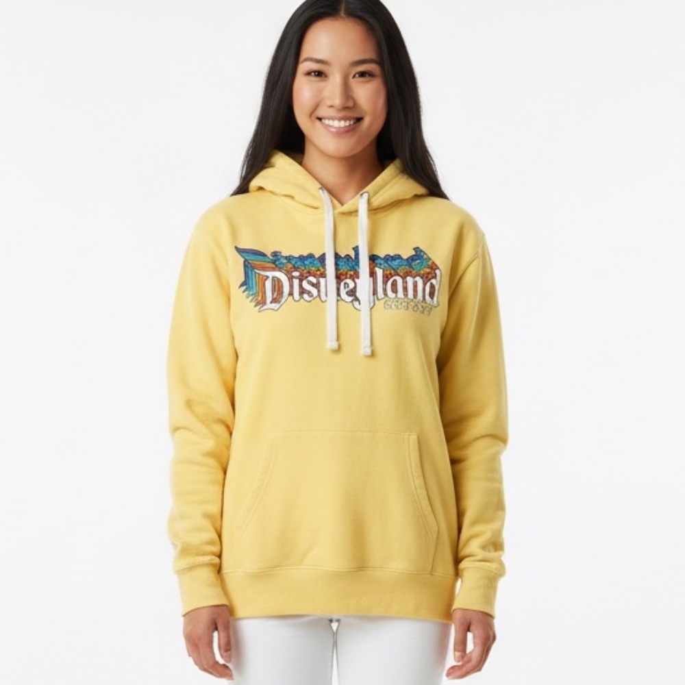 Disney Parks Disneyland Resort Retro Logo Hoodie Yellow Size M